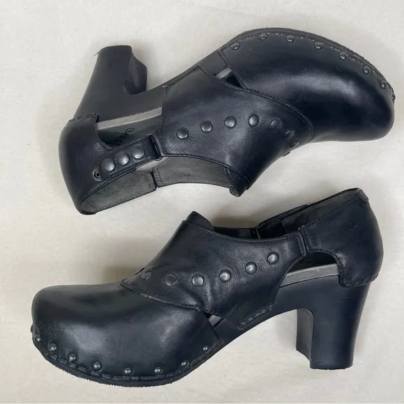 Dansko Ryder Studded Leather Heels Black Size 40