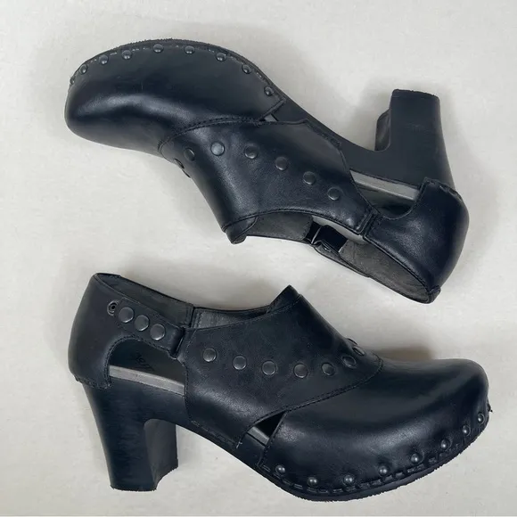 Dansko Ryder Studded Leather Heels Black Size 40