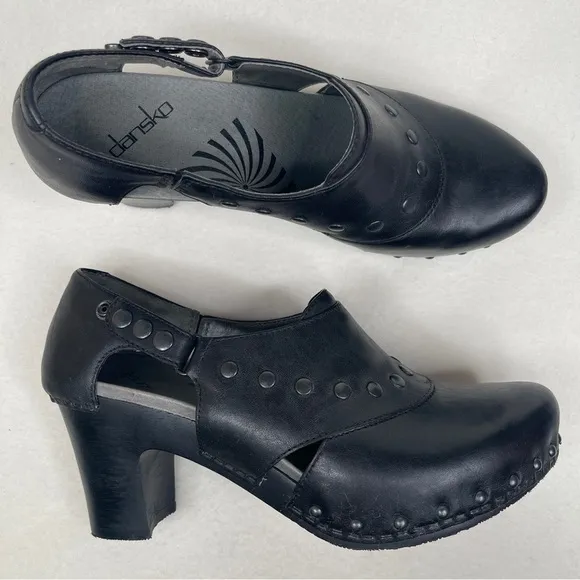 Dansko Ryder Studded Leather Heels Black Size 40