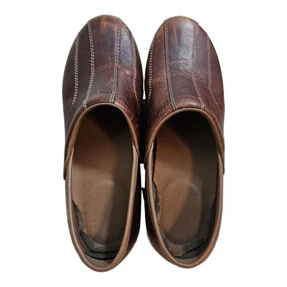 Dansko Shaina Brown Leather Clogs Comfort Non-Slip Size 38/7.5