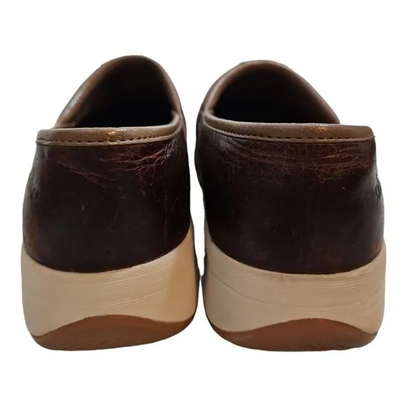 Dansko Shaina Brown Leather Clogs Comfort Non-Slip Size 38/7.5