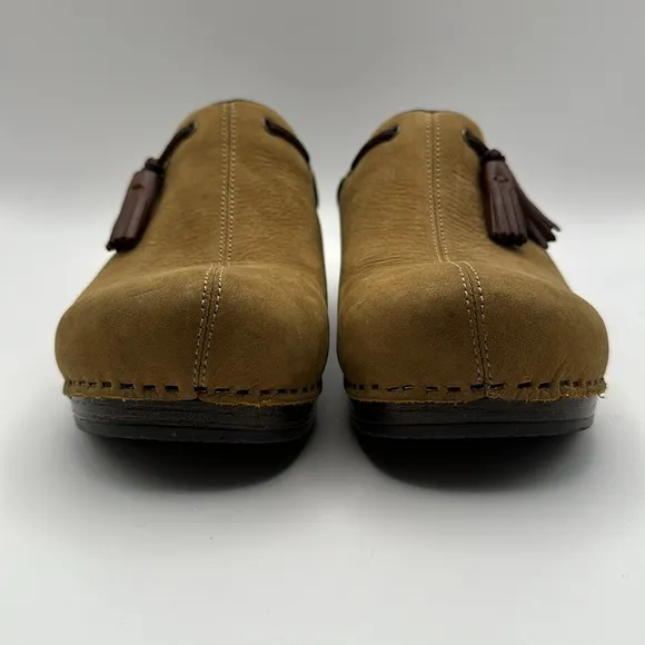 Dansko Shannon Leather Tassel Clogs Size 40 eu