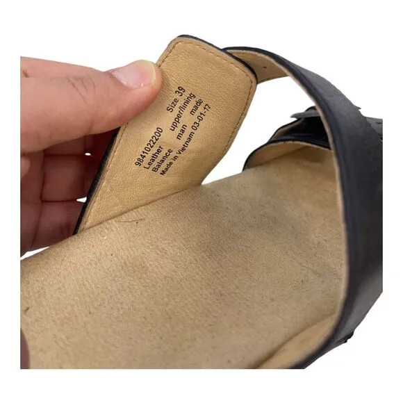 Dansko Sophie Black Full Grain Leather Sandals Clog Size 39