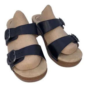 Dansko Sophie Black Full Grain Leather Sandals Clog Size 39