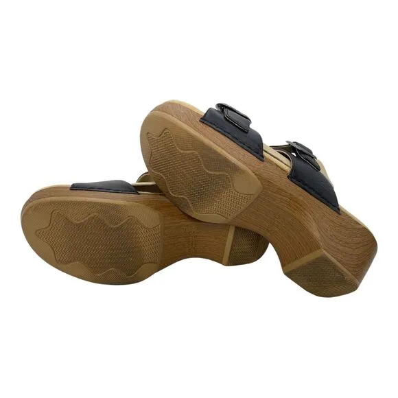 Dansko Sophie Black Full Grain Leather Sandals Clog Size 39