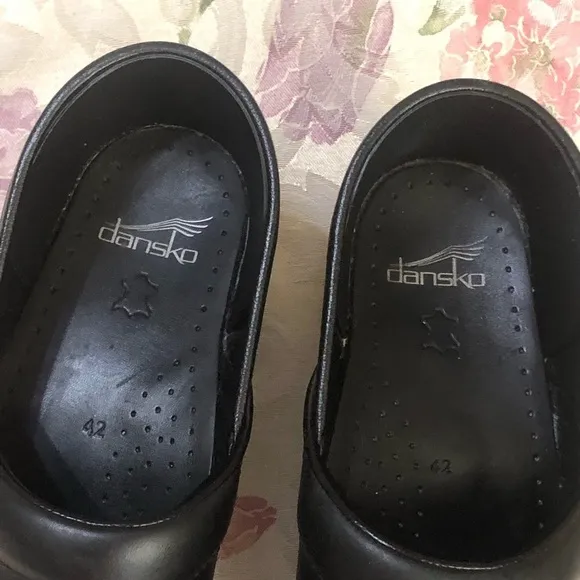 Dansko Stapled Nurse Doctor Work Black Leather Clogs size 11.5-12 US 42 EU