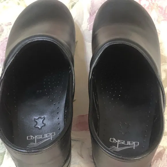Dansko Stapled Nurse Doctor Work Black Leather Clogs size 11.5-12 US 42 EU