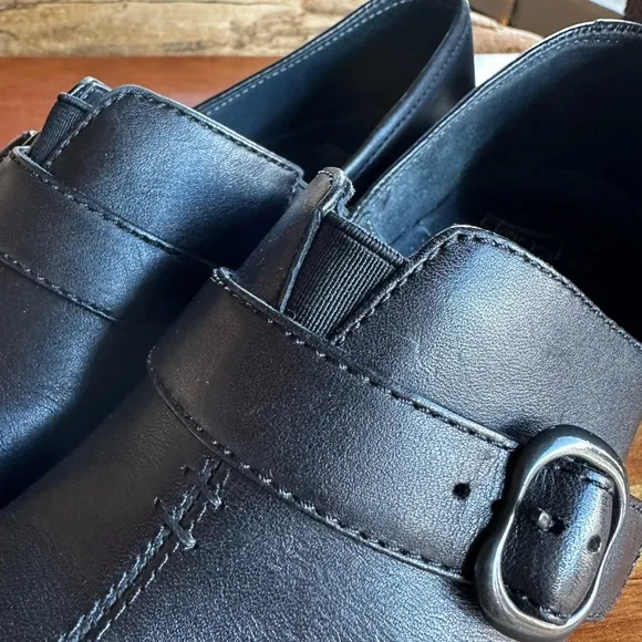 Dansko Tamara black leather belted closed back clogs. Size Euro 38/USA 8