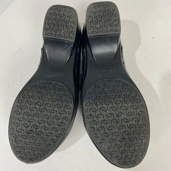 DANSKO Tamera black Leather Buckle Clogs Slip On Work Shoes Size EU 40/ US 9.5