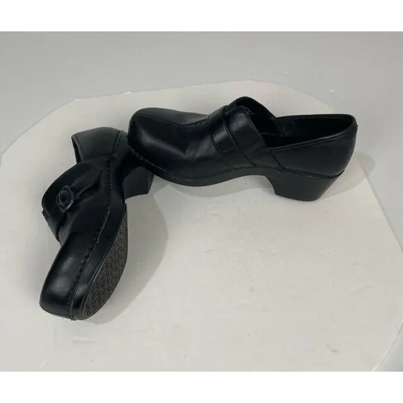 DANSKO Tamera black Leather Buckle Clogs Slip On Work Shoes Size EU 40/ US 9.5