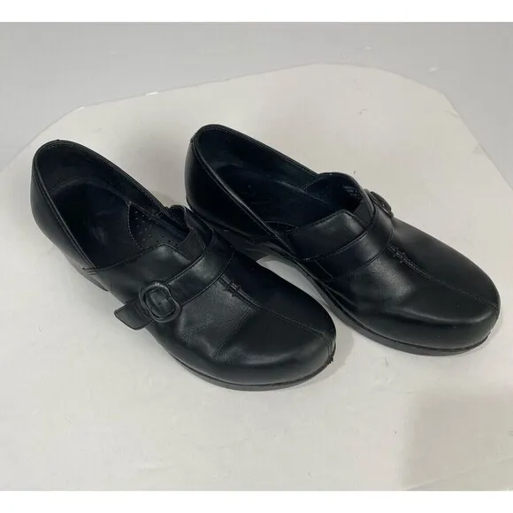 DANSKO Tamera black Leather Buckle Clogs Slip On Work Shoes Size EU 40/ US 9.5