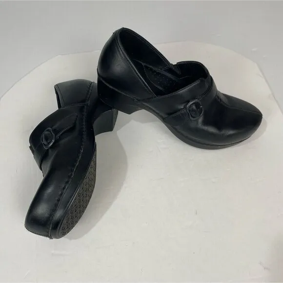 DANSKO Tamera black Leather Buckle Clogs Slip On Work Shoes Size EU 40/ US 9.5