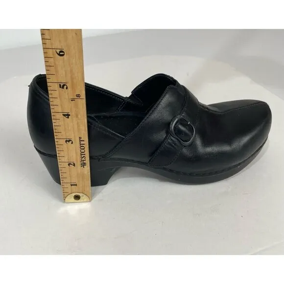 DANSKO Tamera black Leather Buckle Clogs Slip On Work Shoes Size EU 40/ US 9.5