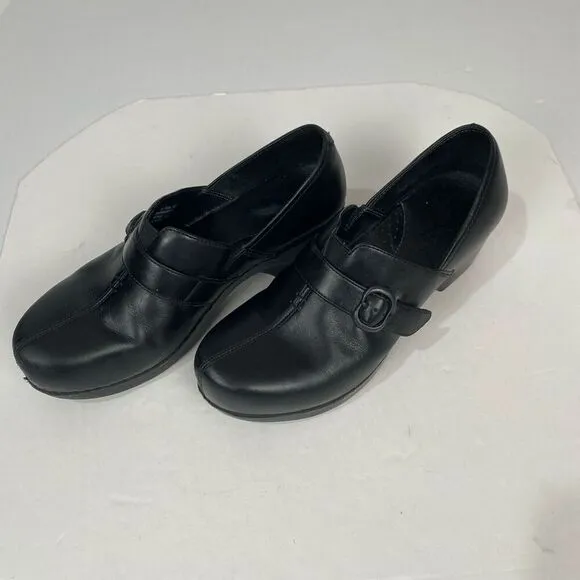 DANSKO Tamera black Leather Buckle Clogs Slip On Work Shoes Size EU 40/ US 9.5