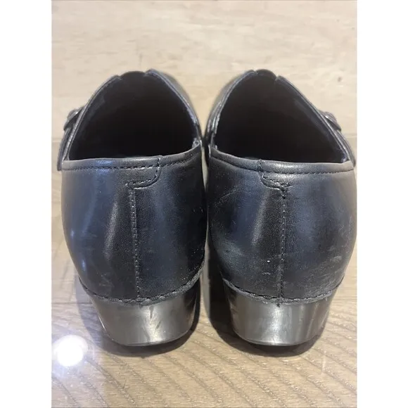 dansko womens Black leather clogs shoes slip on size 40 US 9.5 or 10 Tamara