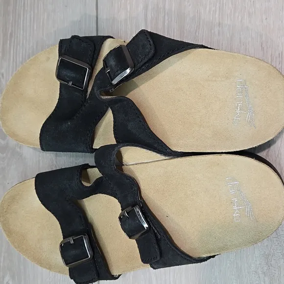 Dansko Women's Dayna Black Suede Sandals Shoes Sz 39/8.5-9