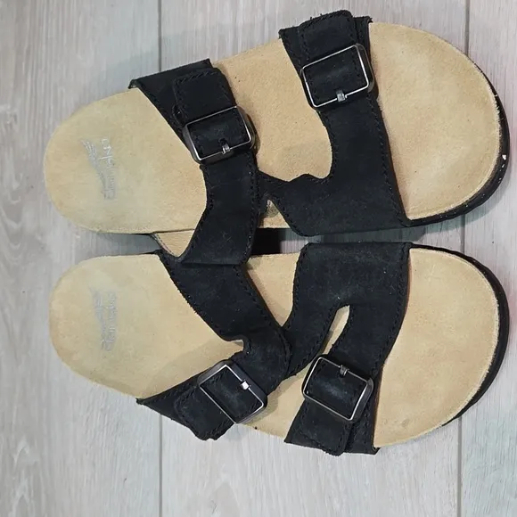 Dansko Women's Dayna Black Suede Sandals Shoes Sz 39/8.5-9