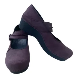 Dansko Womens Mary Jane Clogs Ankle Strap Size 38 Plum Leather Business Casual