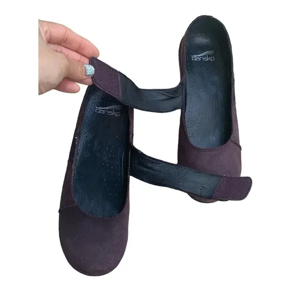 Dansko Womens Mary Jane Clogs Ankle Strap Size 38 Plum Leather Business Casual