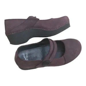 Dansko Womens Mary Jane Clogs Ankle Strap Size 38 Plum Leather Business Casual