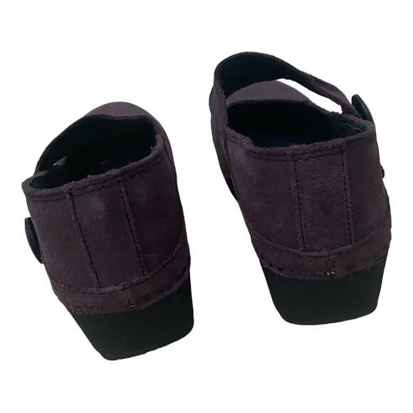 Dansko Womens Mary Jane Clogs Ankle Strap Size 38 Plum Leather Business Casual
