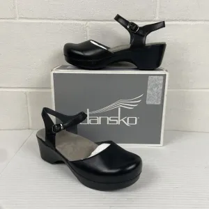 Dansko Women's Sam Soft Full Grain EU 42 Black Leather Mary Jane Slingback Clogs