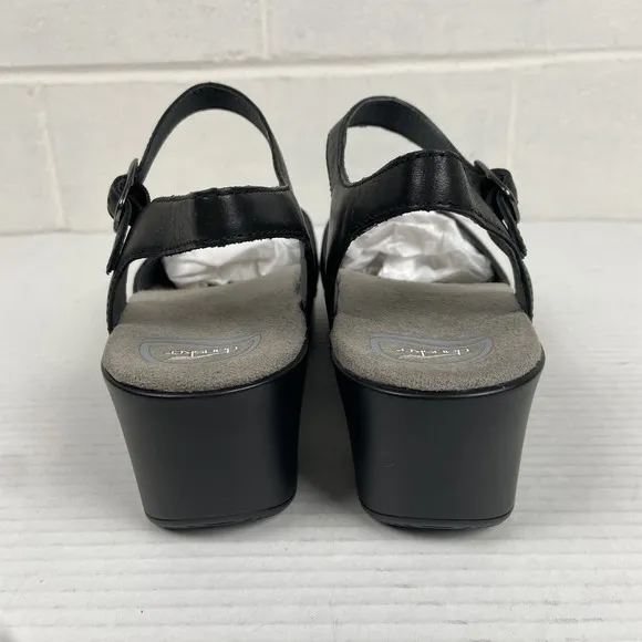 Dansko Women's Sam Soft Full Grain EU 42 Black Leather Mary Jane Slingback Clogs
