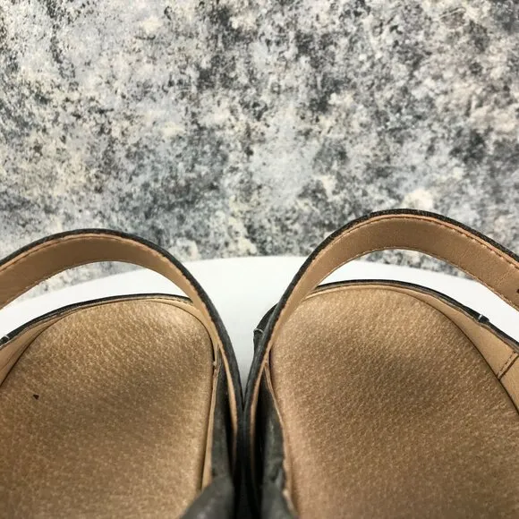 Dansko Women's Size 38 (7.5-8) Berry Pewter Grey Leather Slingback Clogs Mules