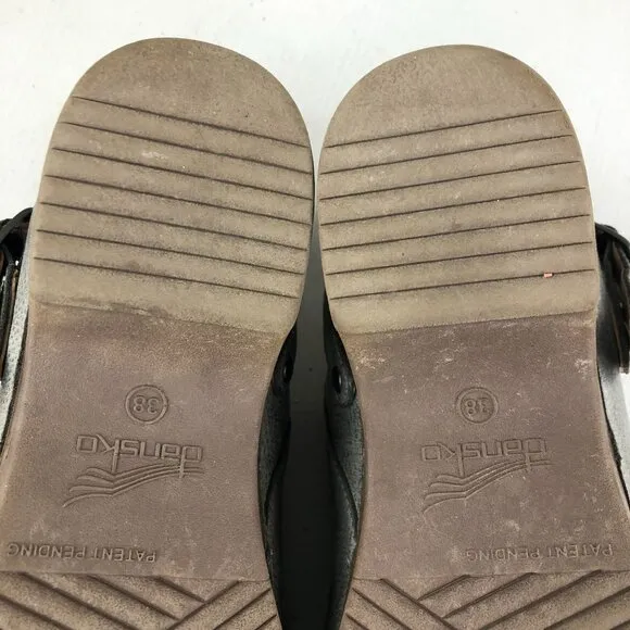 Dansko Women's Size 38 (7.5-8) Berry Pewter Grey Leather Slingback Clogs Mules