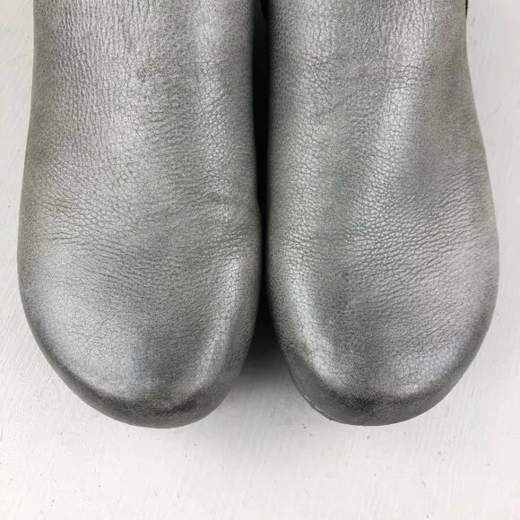Dansko Women's Size 38 (7.5-8) Berry Pewter Grey Leather Slingback Clogs Mules
