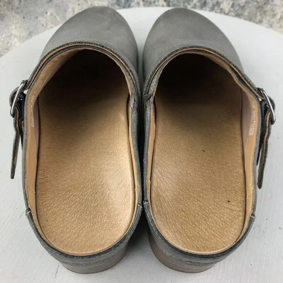 Dansko Women's Size 38 (7.5-8) Berry Pewter Grey Leather Slingback Clogs Mules