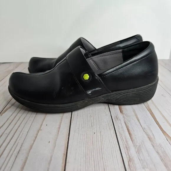 Dansko Work Wonders Size 40 US 9-9.5 Black Smooth Leather Slip On Clogs Shoes
