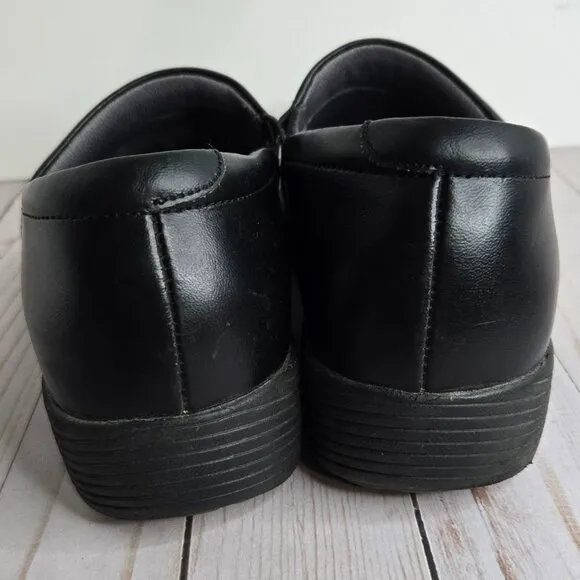 Dansko Work Wonders Size 40 US 9-9.5 Black Smooth Leather Slip On Clogs Shoes
