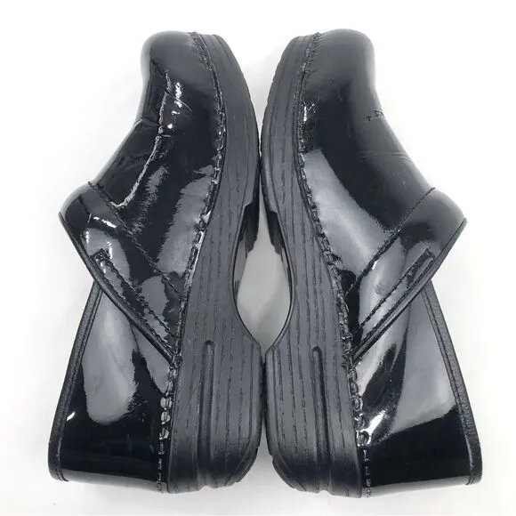 Dansko XP Black Patent Leather Slip On Support Work Professional Clogs