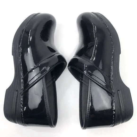 Dansko XP Black Patent Leather Slip On Support Work Professional Clogs