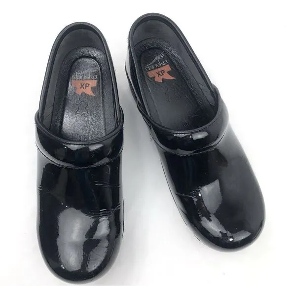 Dansko XP Black Patent Leather Slip On Support Work Professional Clogs