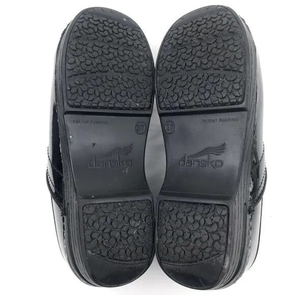 Dansko XP Black Patent Leather Slip On Support Work Professional Clogs