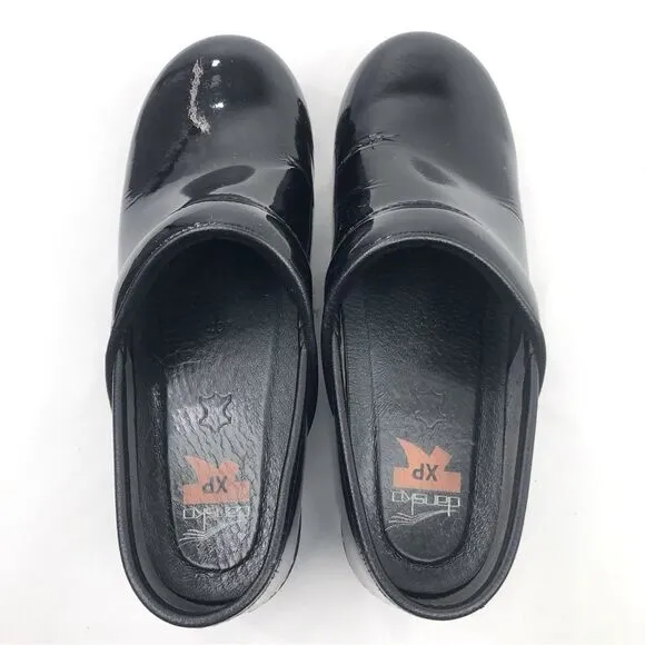 Dansko XP Black Patent Leather Slip On Support Work Professional Clogs