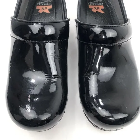Dansko XP Black Patent Leather Slip On Support Work Professional Clogs