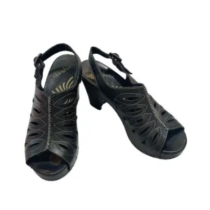 DANSKO Rowena Black Leather Platform Studded Clog Sandals  Size EU 40 US 9.5-10