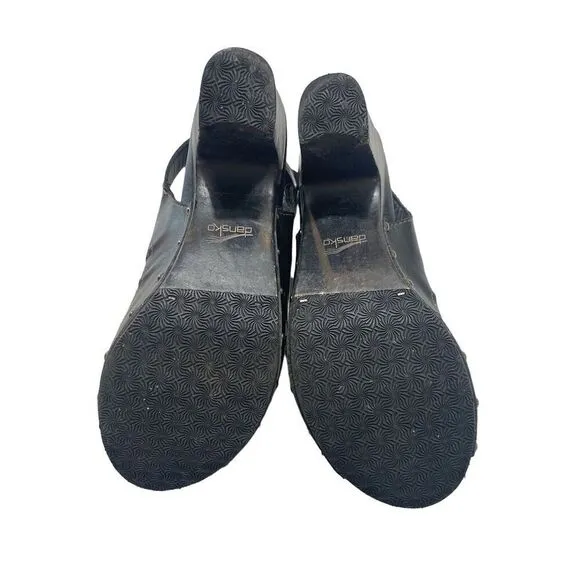 DANSKO Rowena Black Leather Platform Studded Clog Sandals  Size EU 40 US 9.5-10