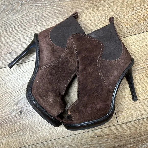 Derek Lam Brown Suede Open Toe Booties Size 38/8