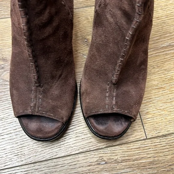 Derek Lam Brown Suede Open Toe Booties Size 38/8