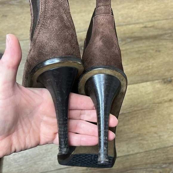 Derek Lam Brown Suede Open Toe Booties Size 38/8