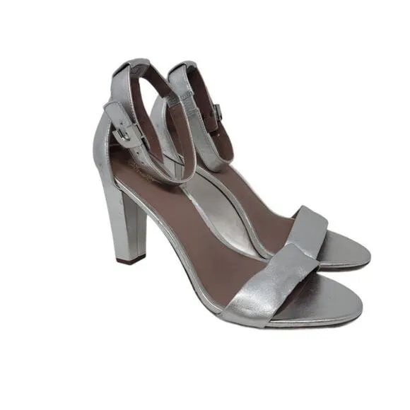 Diane Von Furstenberg Block Heel Chainlink Ankle Strap High Heels Sandal Size 10