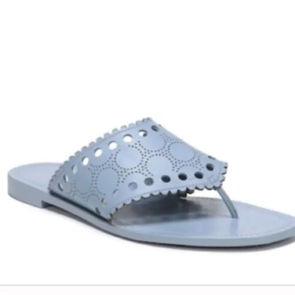 Diane Von Furstenberg Womens Blue 7.5 Leather Sandals Shoes