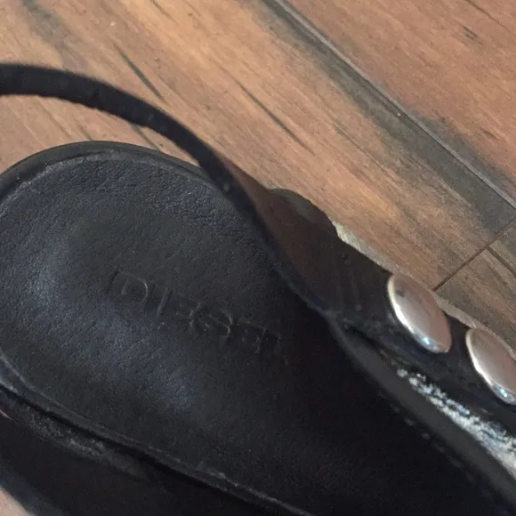 Diesel  heels open toe heels black with silver stars size 39