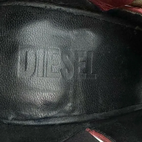 Diesel High Heel Booties Peep-Toe Dark Red Combat Sole | Size US 9
