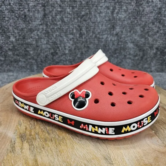 Disney Parks X Crocs Womens Size 6 Red Croc Band Minnie Mouse III Clogs Shoes