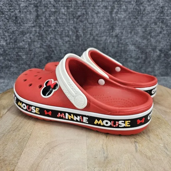 Disney Parks X Crocs Womens Size 6 Red Croc Band Minnie Mouse III Clogs Shoes